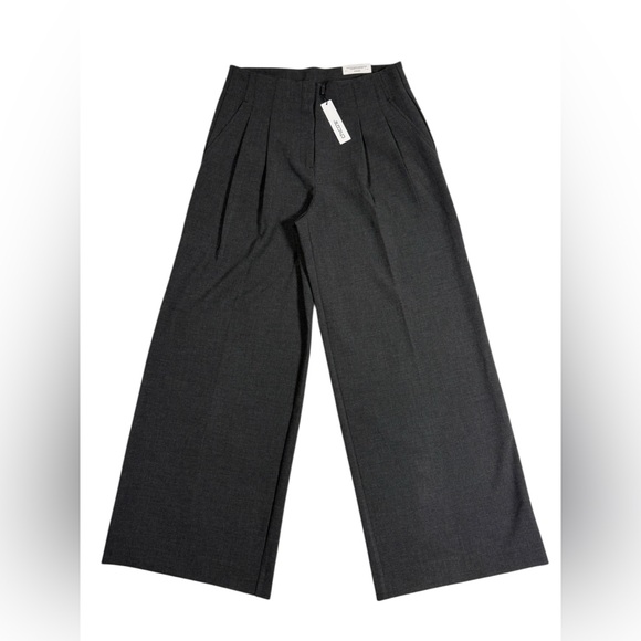 Chico's Pants - Chico’s Pleated Trouser Pants Sz 8 Gray Wide Leg Career High Rise Business NWT
